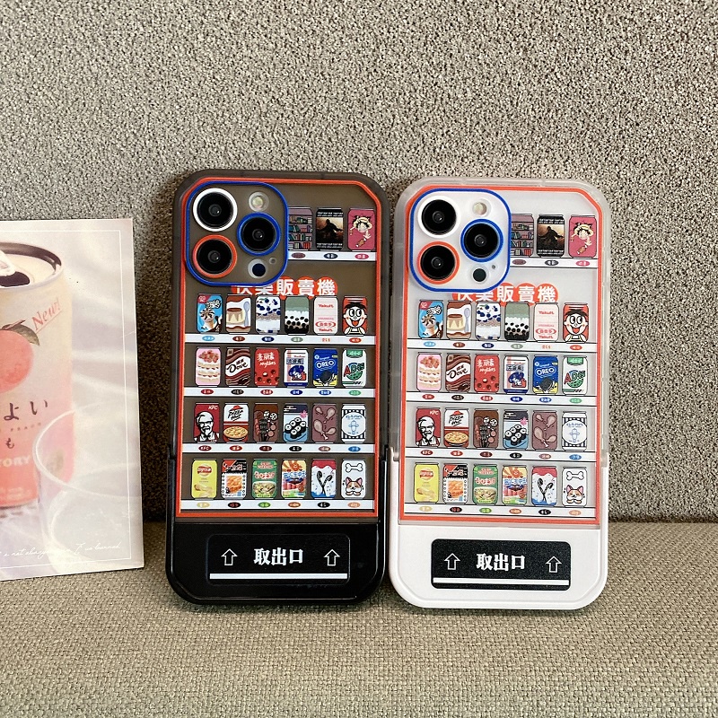 2 in 1 stand case Pelindung Pola Mesin vending Anti Jatuh Untuk iPhone 11 12 13 Pro MAX X XR XS MAX 7 8 Plus