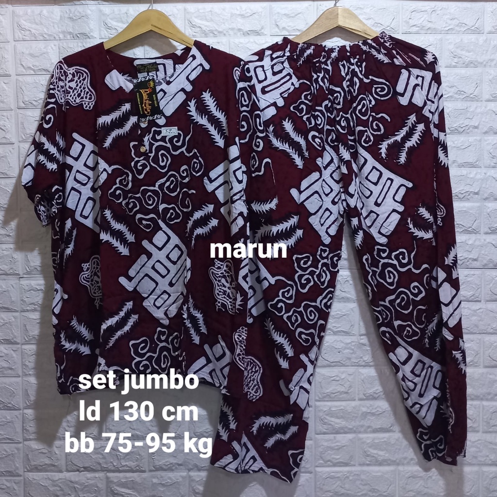 Daster setelan jumbo asli batik pekalongan /setelan wanita terbaru/setelan cantik/setelan murah/pakaian wanita/ one set/ set baju dan celana wanita/ baju tidur & santai-4