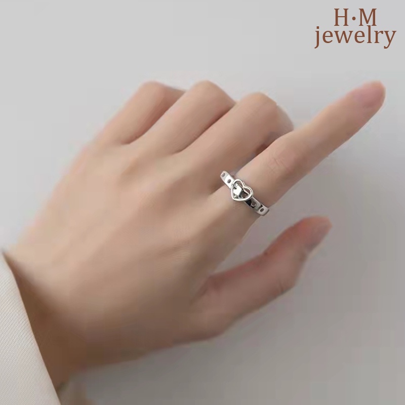 Cincin Bahan S925 Silver Bentuk Hati