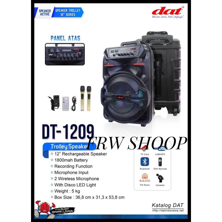 Speaker Portable Wireless Dat Dt 1209 / Dat Dt1209 Original Bluetooth Kode 554