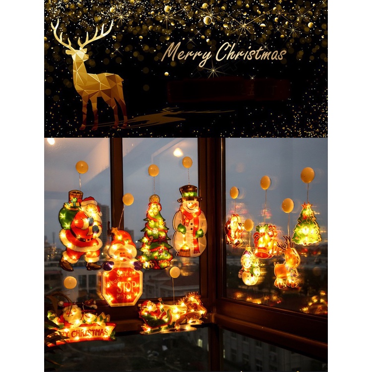 Lampu Gantung Natal Christmas Kaca Cafe Light Dekorasi XMAS Lampu Cantik LED Decorations Santa Reindeer Kabel LED READY HIASAN TUMBLR DEKORASI POHONNATAL light