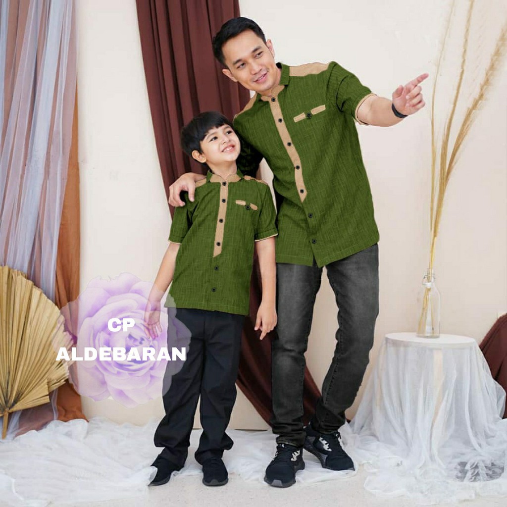 PAKAIAN COUPLE AYAH ANAK LAKI COWOK LEBARAN KOKO ARMY LV