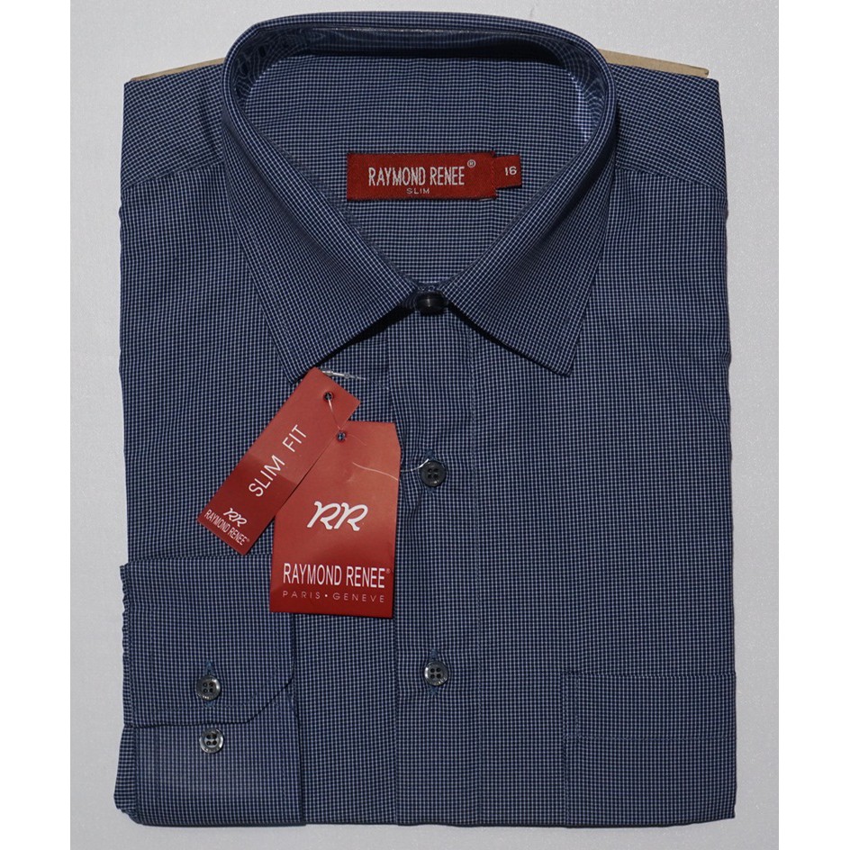 Kemeja Pria RAYMOND RENEE Lengan Panjang Navy Motif Slim Fit A0435 Original & Real Picture