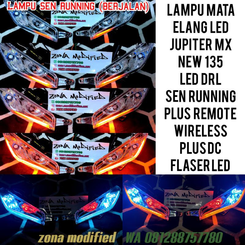 lampu variasi jupiter mx new 135 led audi sen runing plus remote wireless