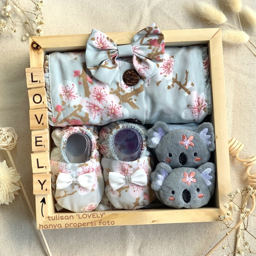 Lovely Set - Hampers Bayi / Hamper Baby Girl / Kado Lahiran Bayi Perempuan Gift Set Babygift Parcel-Mint Grey