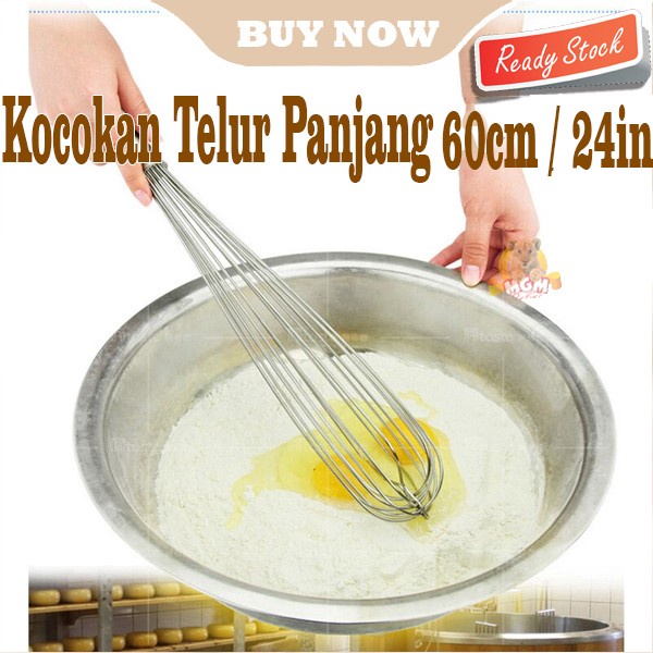 PREMIUM Kocokan Telur Full Stainless 24inch Egg whisk HEAVY DUTY 60cm