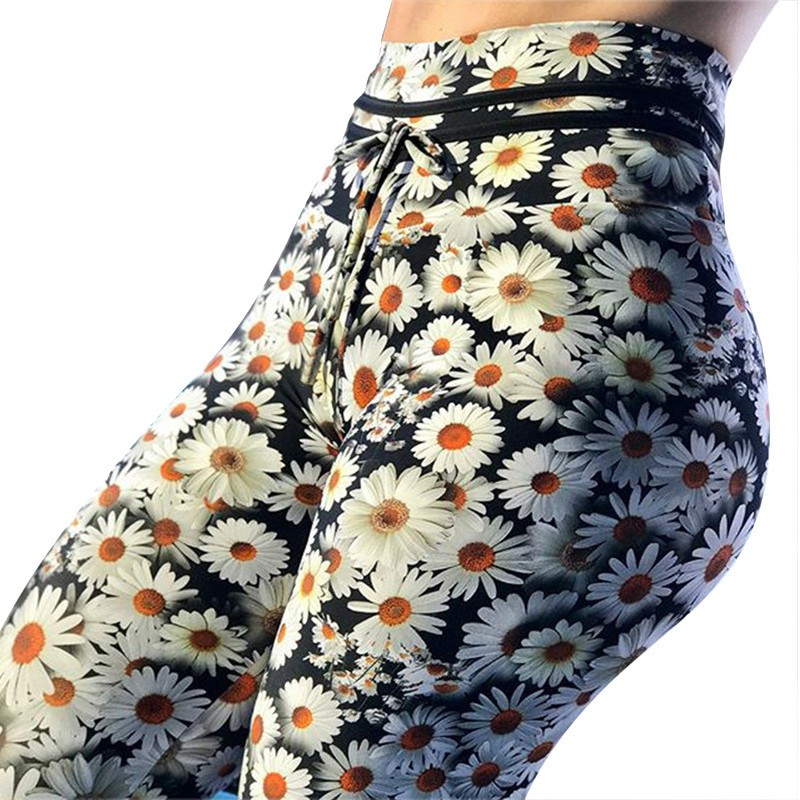  Celana  Legging  Model High Waist Print Chrysanthemum untuk  