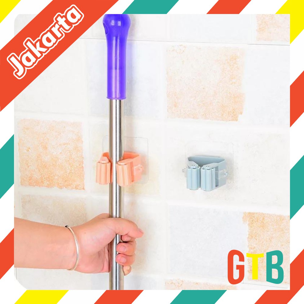 ❤️GTB❤️ R076 Mop Holder Bathroom Wall Sticker Penjepit Pel Lantai Sapu Rumah Kamar Mandi