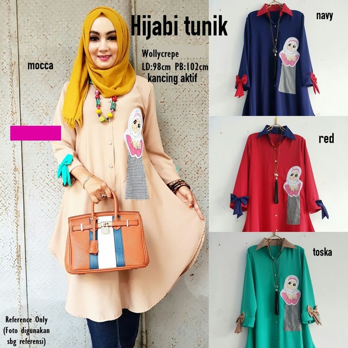 Baju tunik blus atasan wanita panjang  Hijabi Tunik