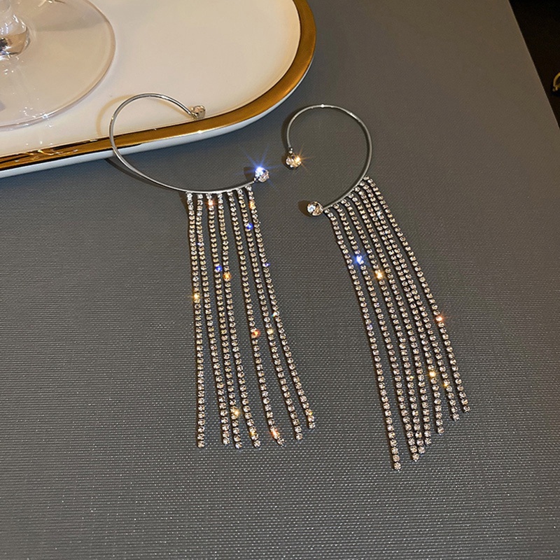 Fancyqube Fancycube Anting Gantung Model Rumbai Berlian Berkilau Tanpa Tindik