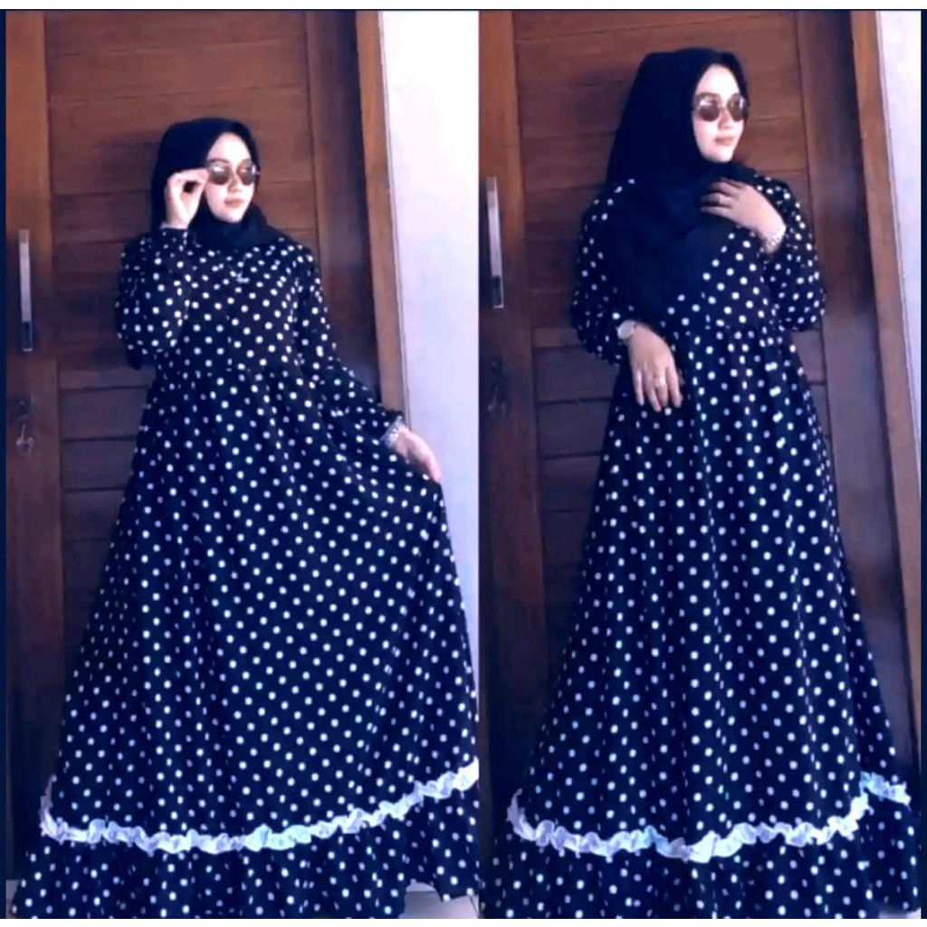 LANGSUNG KIRIM Gamis Mayung Monalisa Ori Polkadot / Gamis Klok Polkadot Terbaru Harga Terjangkau