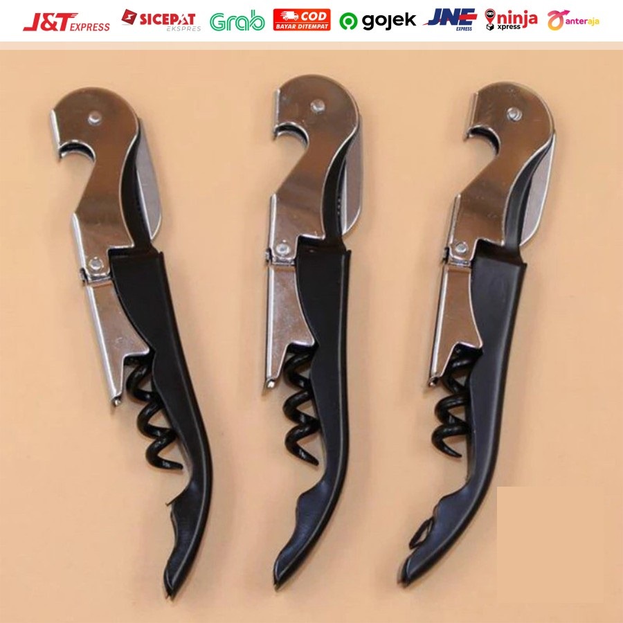 Alat Pembuka Botol ULIR KUAT BAGUS Corkscrew Red Wine Opener Kaleng Bottle Stainless Putar Screw