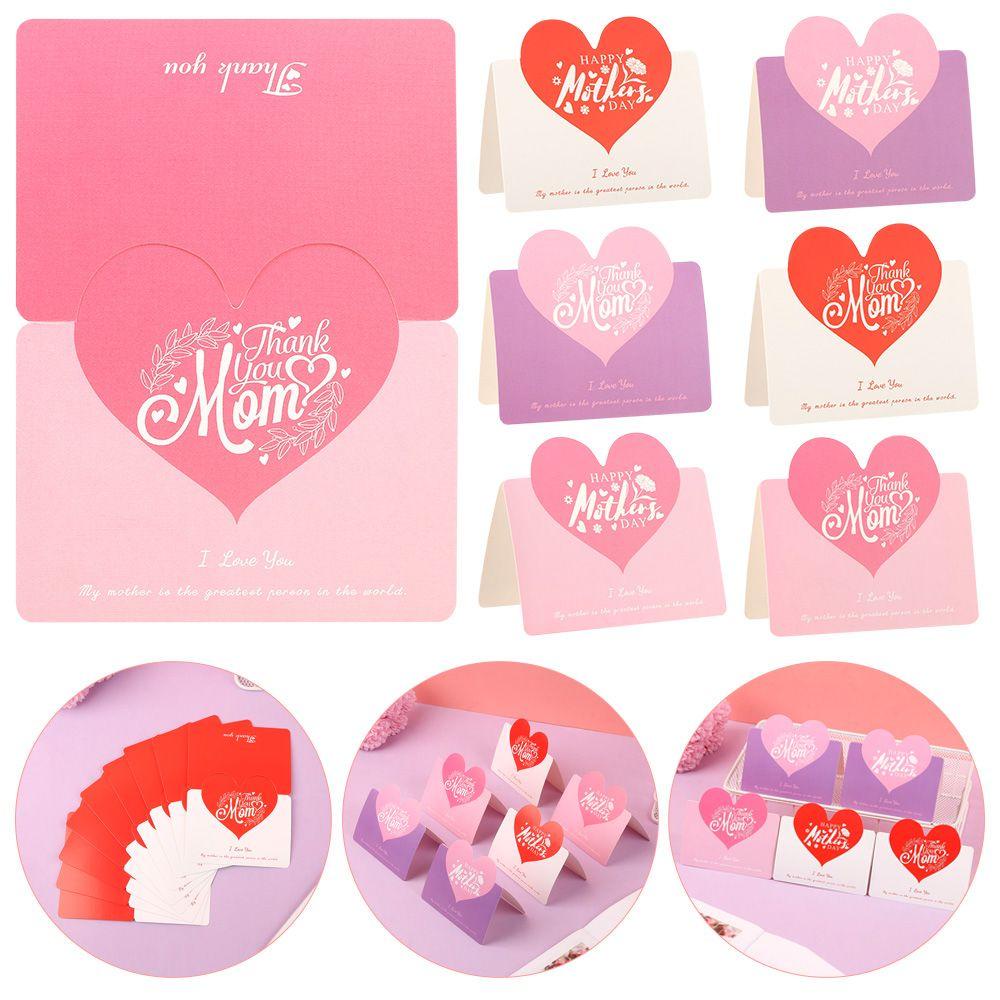 Solighter 10Pcs / Lot Kartu Ucapan Ulang Tahun Bentuk Hati