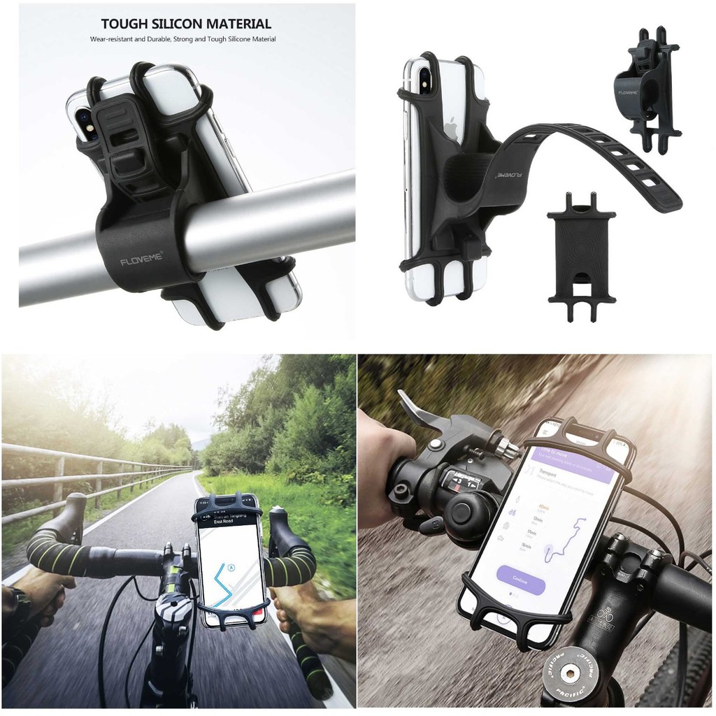 Bike Holder HP Sepeda SmartPhone Clamp Karet HandleBar Stang Anti Fall