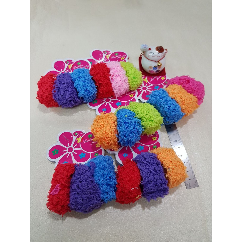 KARET DONAT SET 3 KAPAS WARNA/KUNCIR RAMBUT/IKAT RAMBUT/HAIRBAND-Warna/i