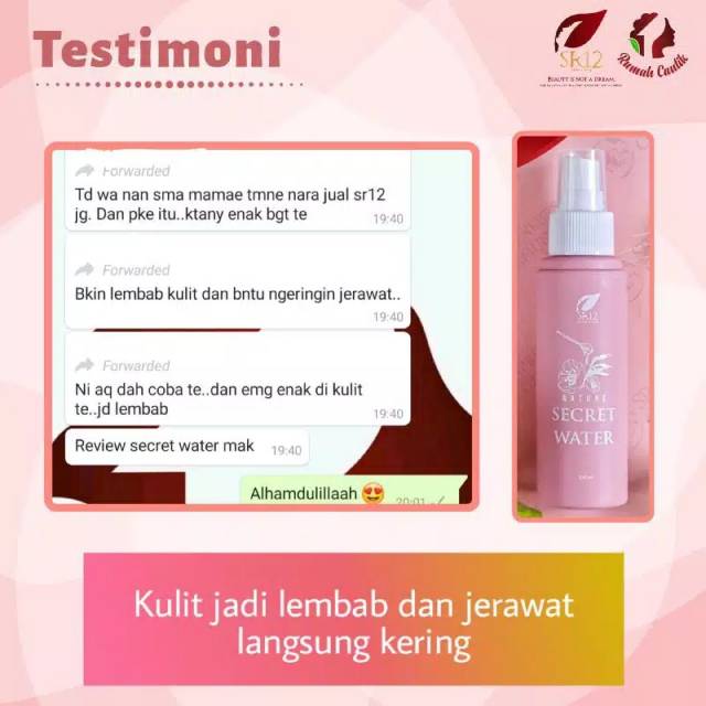 SR12 Nature Secret Water - Facial Spray - Setting Spray Make up - Melembabkan - Mengatasi Jerawat