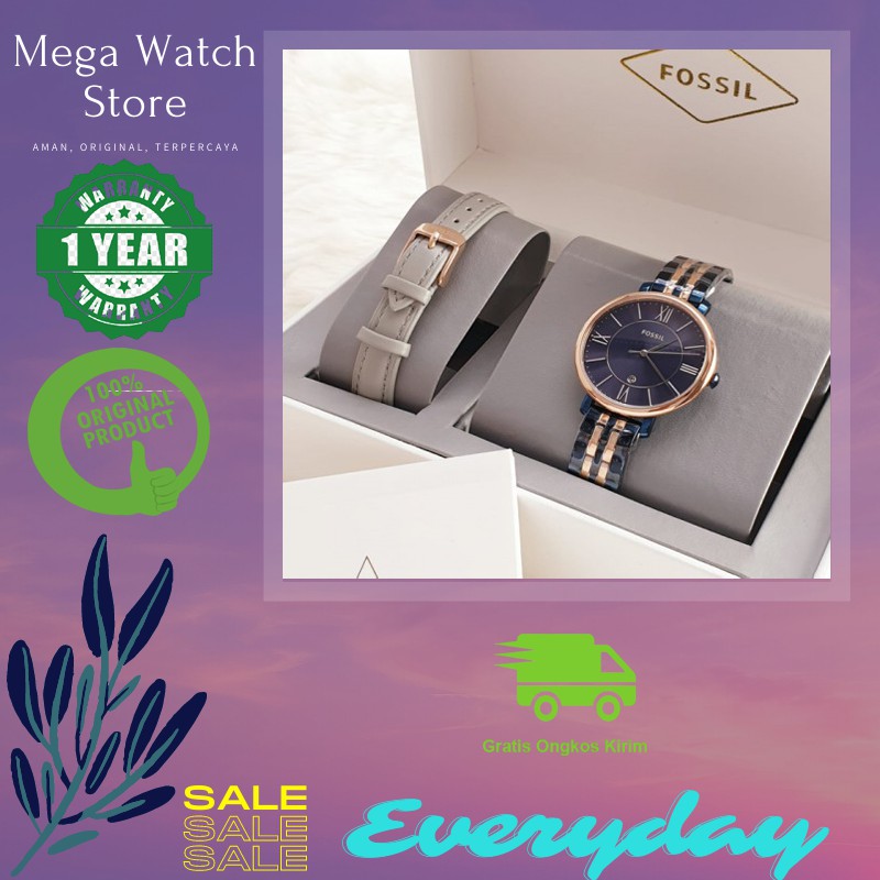 Jam Tangan Wanita Original Water Resistant Stainless steel Fossil ES3614 ES 3614 Full Set