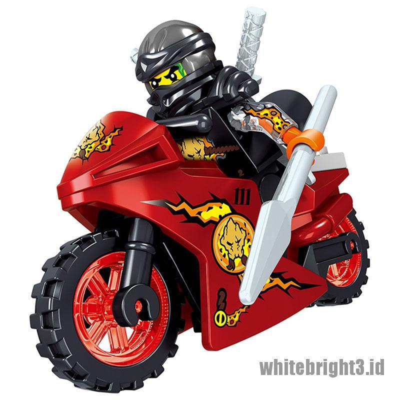 (white3) Mainan Balok Bangun / Susun Model Lego Bentuk Motor Ninjago 8Stk