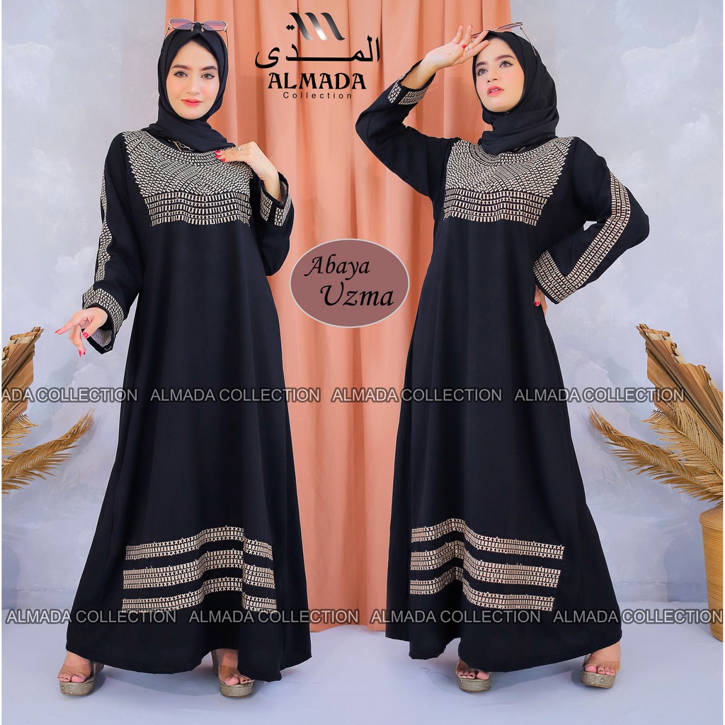 ABAYA GAMIS HITAM UZMA (Uzma) ALMADA COLLECTION ORIGINAL PREMIUM JETBLACK SAUDI