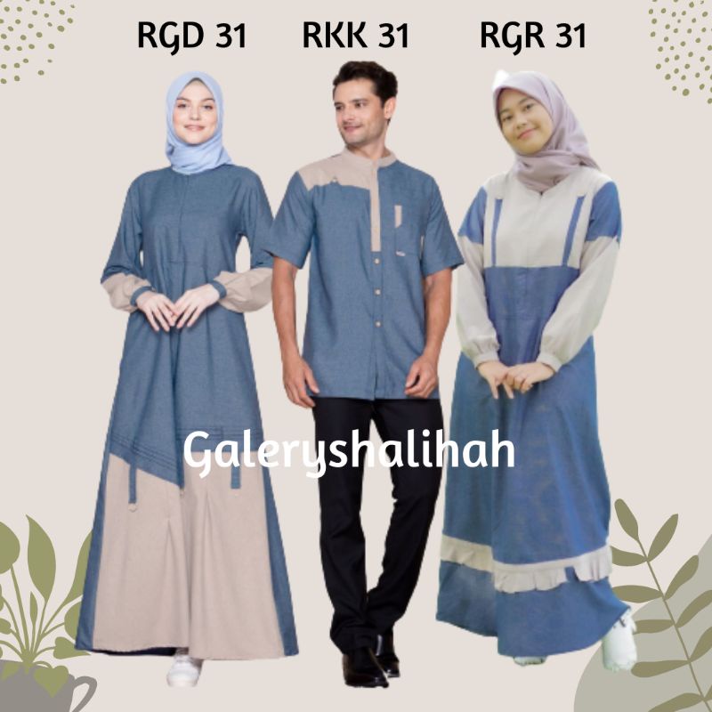 Sarimbit / Couple / Rauna Gamis Koko RGD 31 - RKK 31 - RGR 31 Navy / Terbaru 2022 / Fashion Muslim C