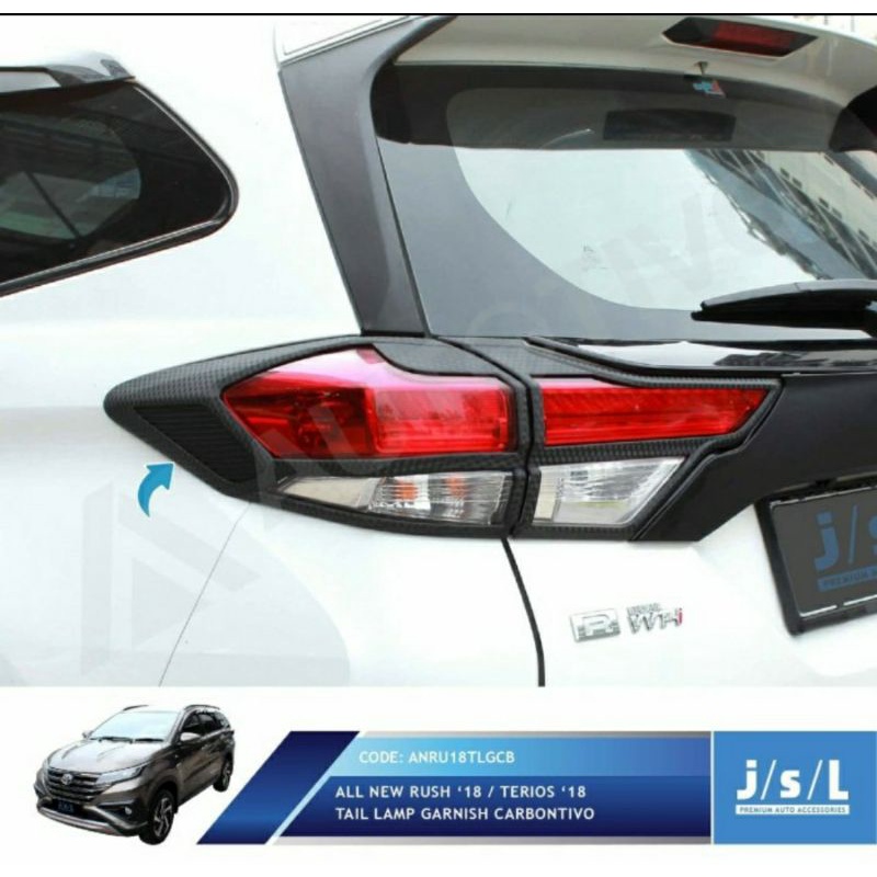 garnis lis alis lampu Belakang mobil Rush 2018 hitam doff