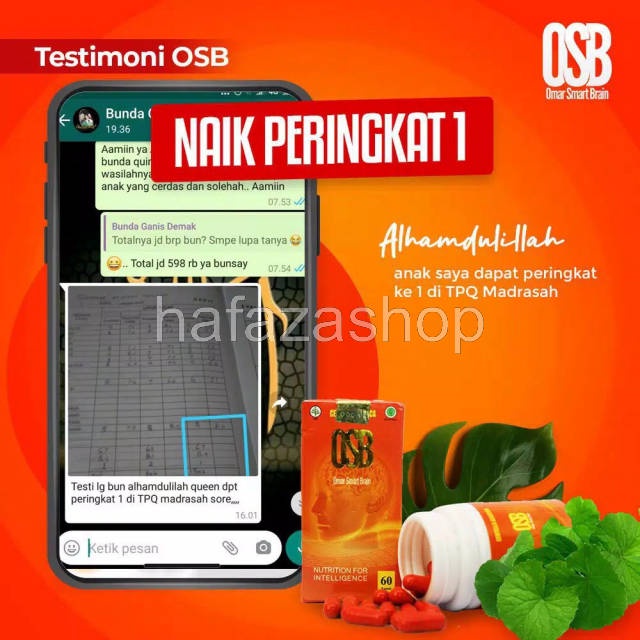 OSB Vitamin Otak Anak dan dewasa Omar Smart Brain Kapsul 100 % Produk Asli &amp; Original Free Madu Bee Omar