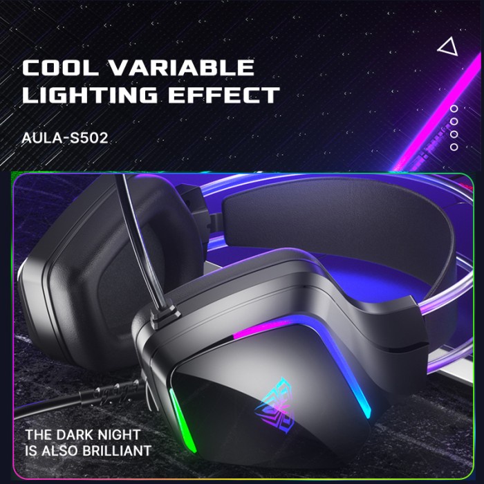 Headset Gaming AULA S502 USB – Streamer Light RGB Running