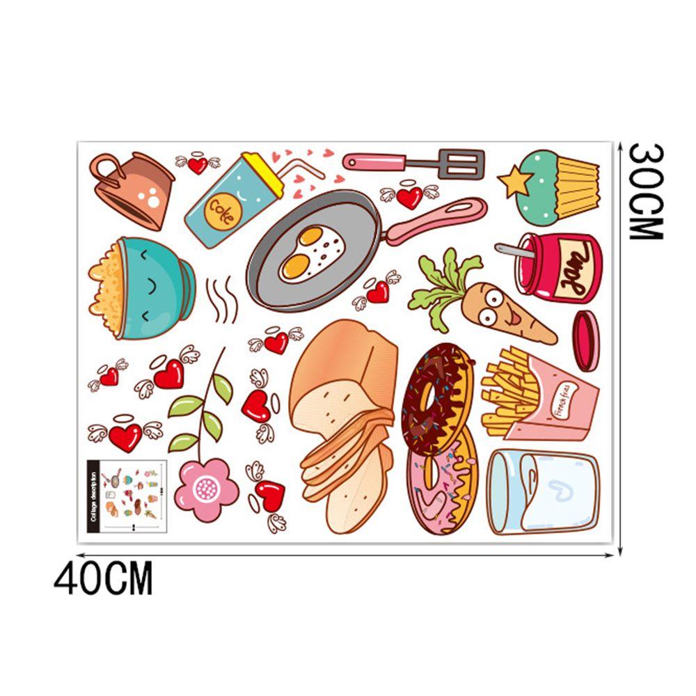 Solighter Kartun Stiker Makanan Removable Viny Cuisine Lemari Pintu Kulkas Masak Mural