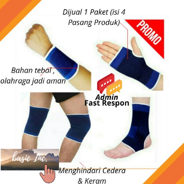 [BISA COD] PAKET AMAN DEKER PELINDUNG CEDERA FUTSAL GYM FITNESS KIPER TRAINING ANKLE LUTUT SIKU