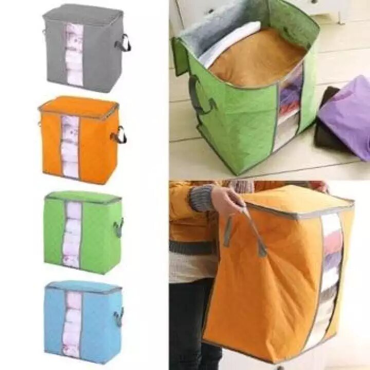 STORAGE BAG ORGANIZER - PENYIMPANAN SERBAGUNA BAJU KAIN PAKAIAN - BAMBOO MODEL BERDIRI