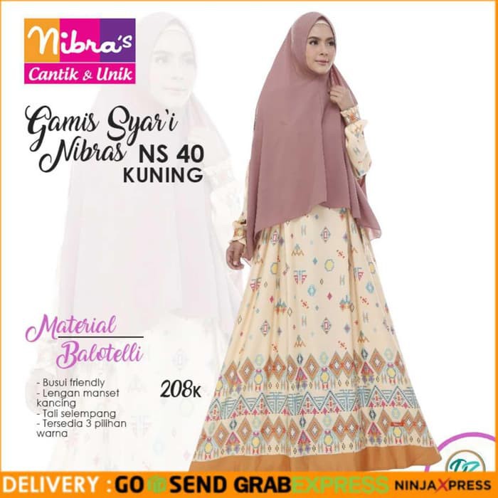 GAMIS NIBRAS SYARI NS 40- GAMIS WANITA MUSLIM- GAMIS MUSLIMAH XS-XL - Merah Muda- XS