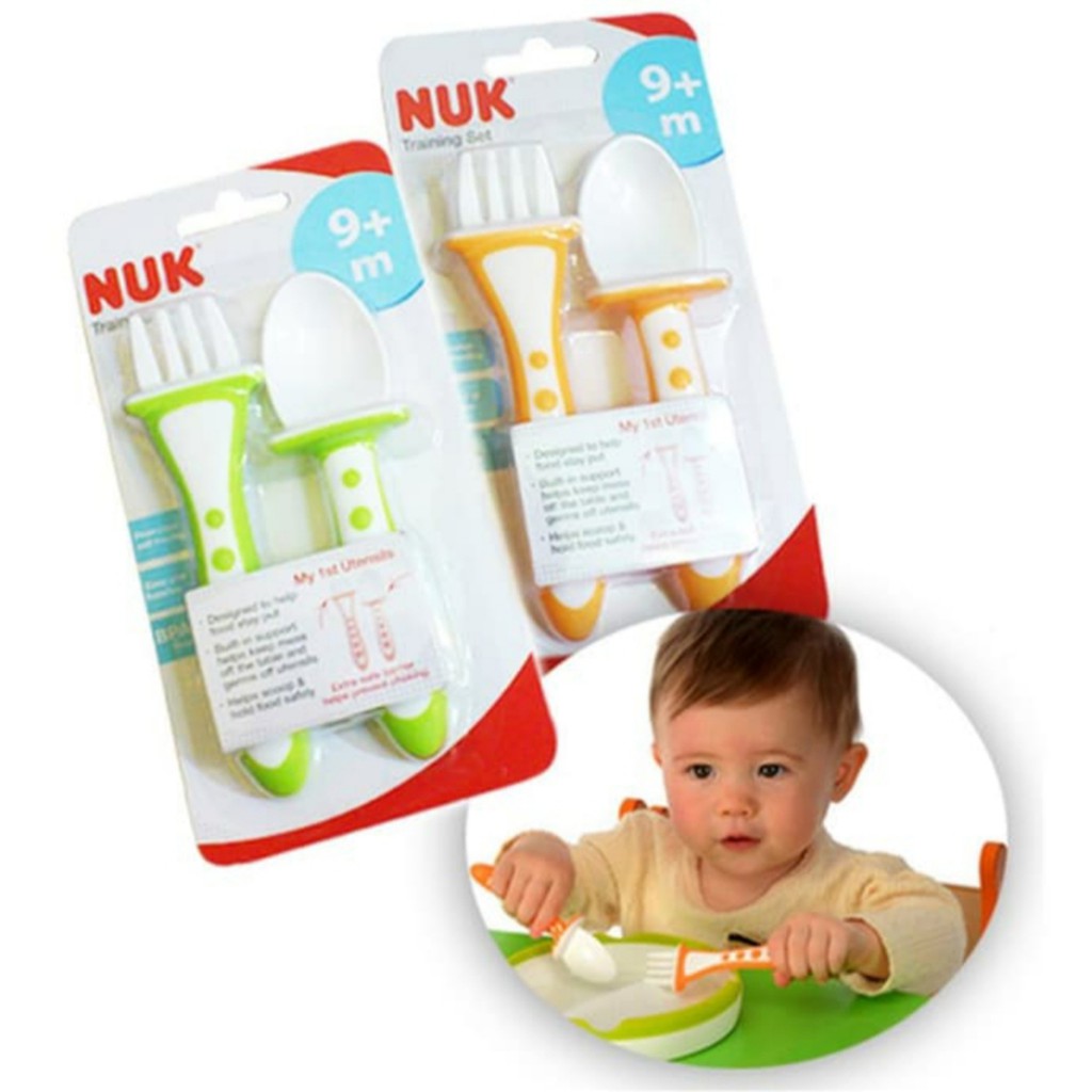 Nuk Cutlery Sendok Makan Anak Training Spoon 9m+/ Baby Spoon and Fork Set isi 2 / Sendok makan bayi