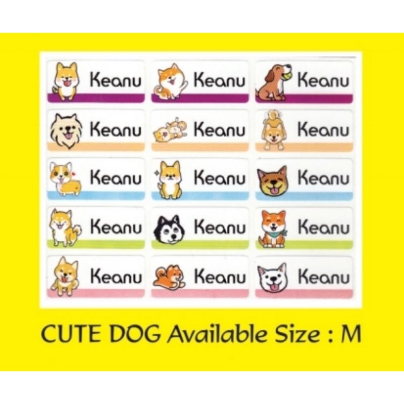 

Label Nama Import Waterproof "CUTE DOG" Uk.M 72 pcs