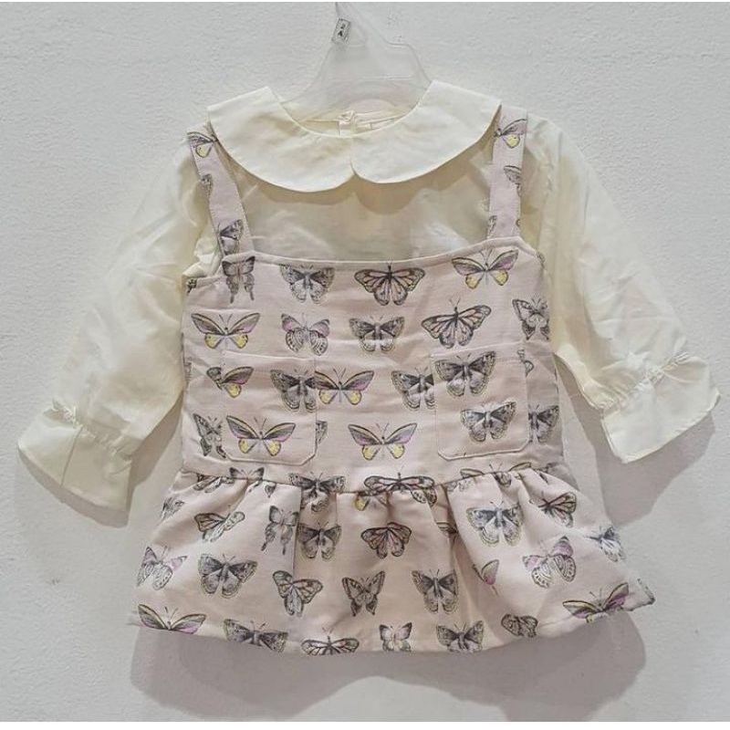 LITTLE K Dress Anak perempuan/putih motif kupu2