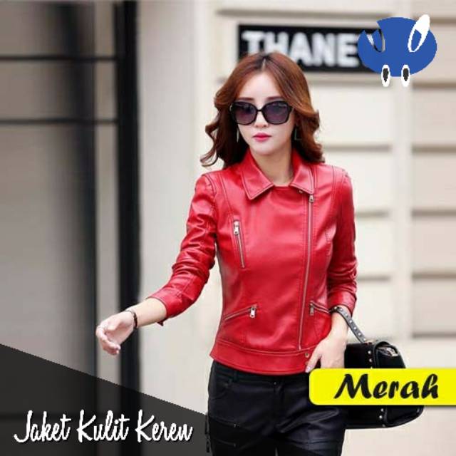 Jaket Kulit Jessica Merah jaket motor wanita /jaket sintetis cewek/jaket kulit/ jaket semi kulit