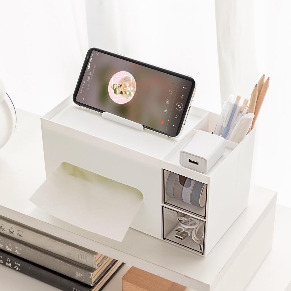 Kejar Kejutan QY7418 Desktop dengan laci kotak tisu multifungsi /Kotak tissue serbaguna