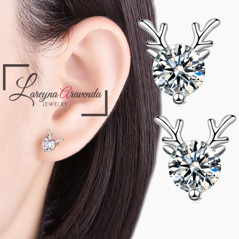 Lareyna Aravenda Anting Wanita Silver S925 Deer Diamond Earrings AT019