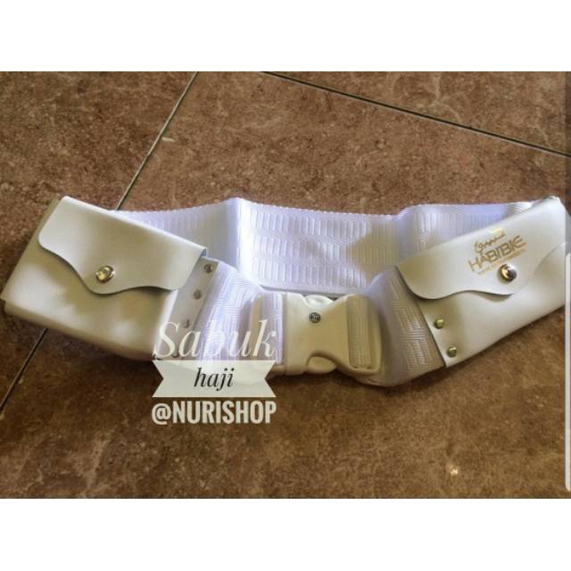 Sabuk Putih Haji dan Umroh Pria Habibie / Sabuk Kain Ihrom Tanpa Jahit