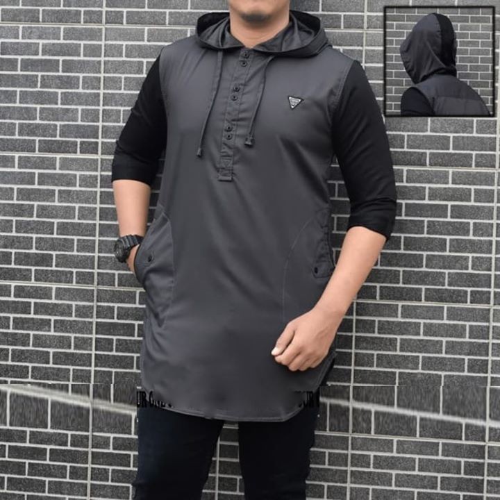 Kemko Baju Muslim Kurta Hoodie ( Kupluk ) Quways Premium Edition Garansi Size M L XL XXL