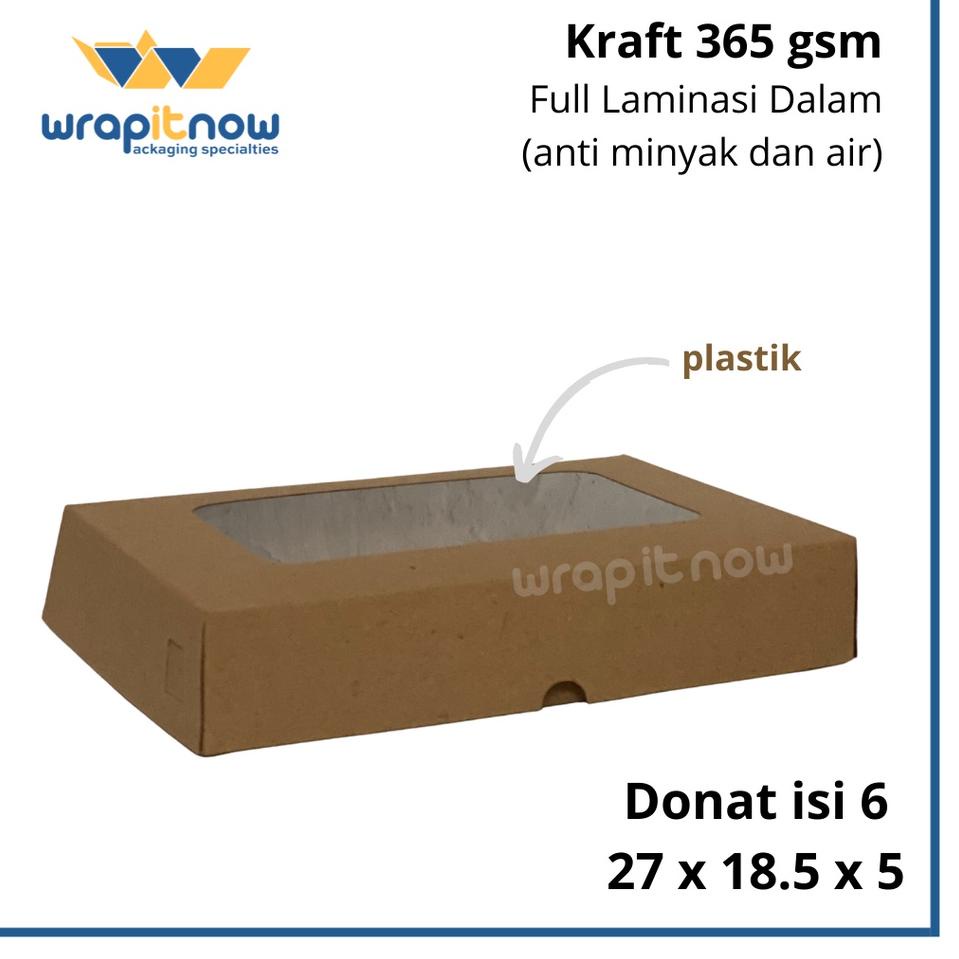 

YMOS Dus Donat isi 6 Kraft Laminasi 27x18.5x5// dus roti/ dus cookies/ box kraft [rb -285]