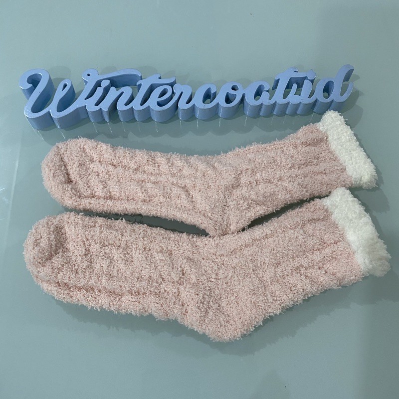 Kaos kaki wool wanita musim dingin winter import wol socks woman hangat korea candy tidur-Pink