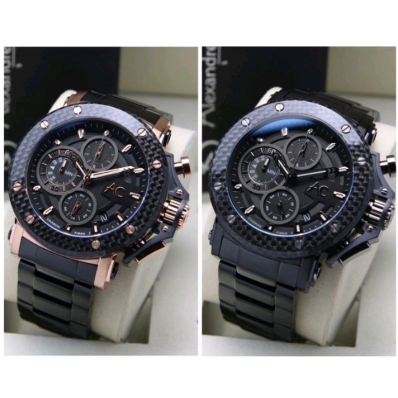 Original Alexandre christie jam tangan pria ac9205/ac 9205 /9205 CARBON rantai stainless