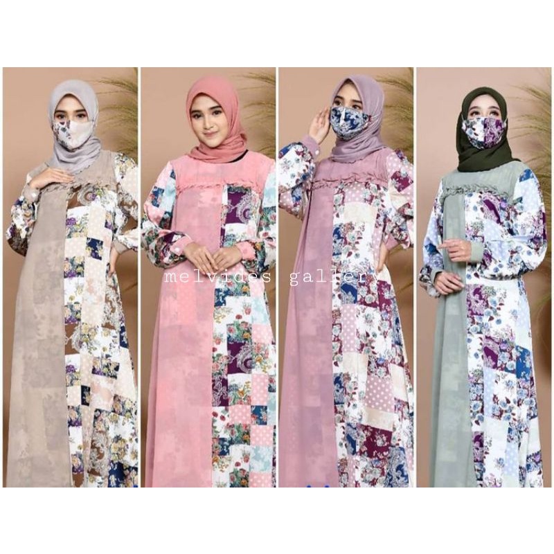 Gamis Armany Satin Motif Bunga