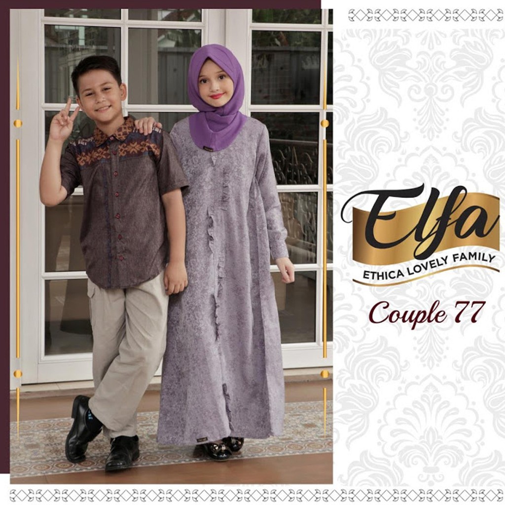 Couple 77 by Ethica Baju Pasangan Gamis Anak Kagumi Kids 14 Ungu dan Koko Anak Kahfi Kids 38 Ungu
