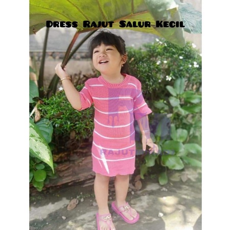 Dress Rajut Anak Perempuan Lengan Pendek Motif Stripe Dress Khalila Kalila Baru Murah Terlaris