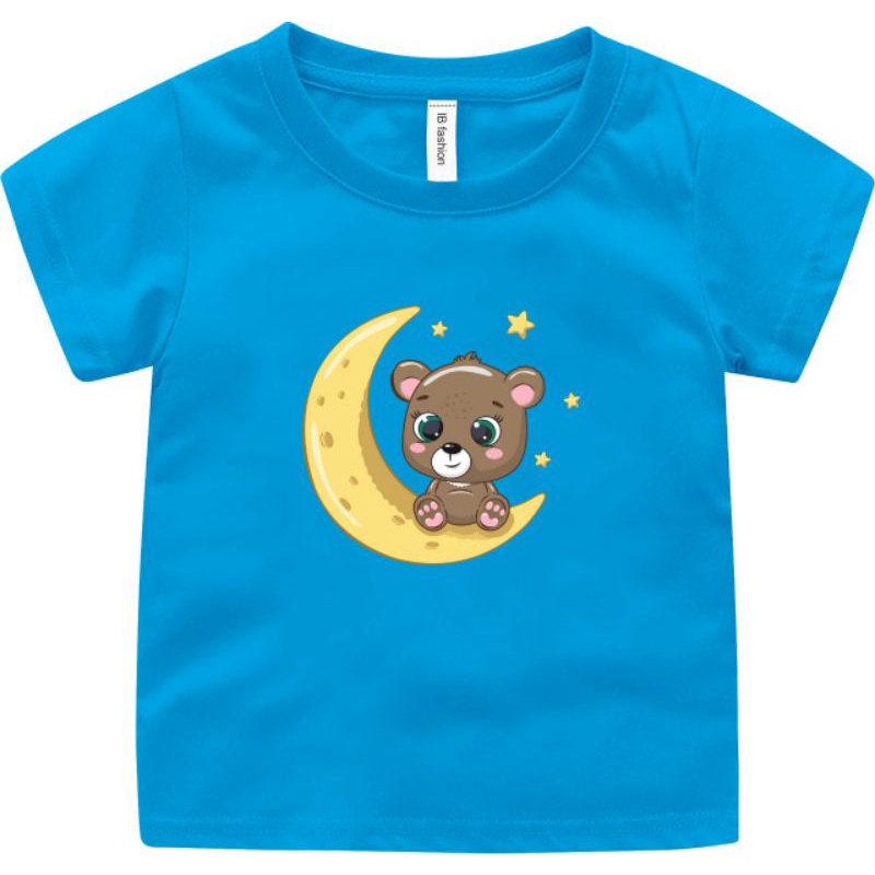 ((IB))KAOS ANAK2 UNISEX/ BEAR BULAN SABIT DIGITAL SABLON