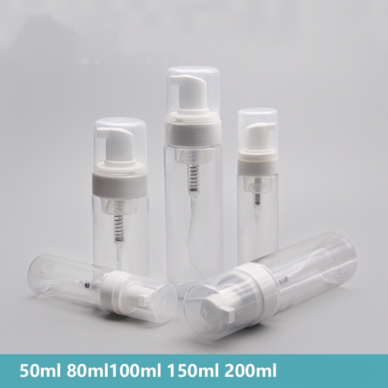 50/80/150/200/250/300ml Portabel Perjalanan Transparan Botol Semprot Kosong/Plastik Squeeze Botol/Sabun Foam Pumping Dispenser Botol / Botol Isi Ulang Kontainer / Botol / Multifungsi Tekan Botol Untuk Lotion, Shampoo, Kosmetik, Alkohol, Cairan Desinfektan