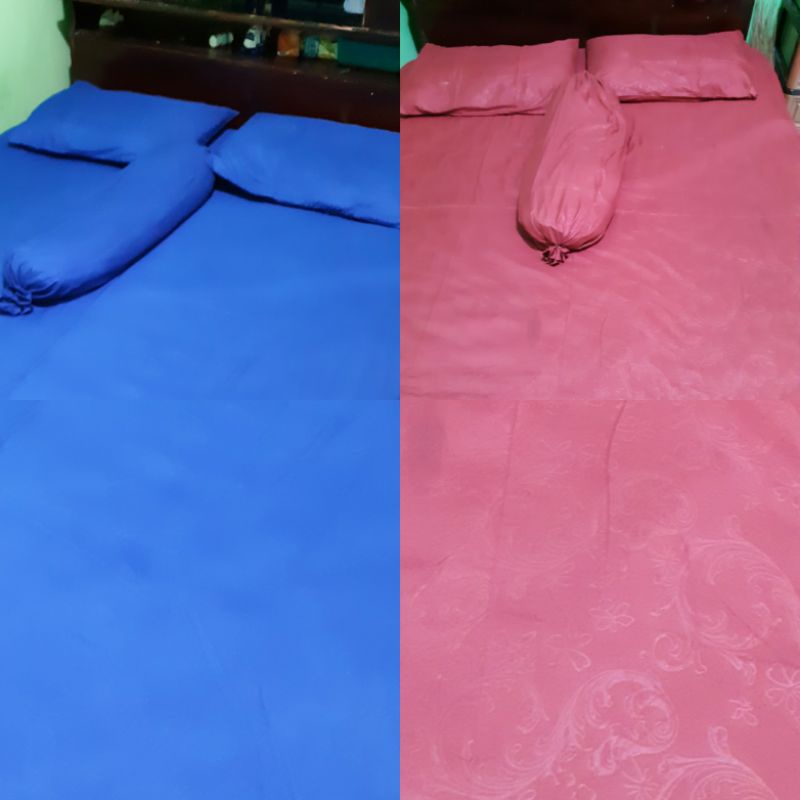 sprei emboss polos preloved second thrift warna biru merah 160x200