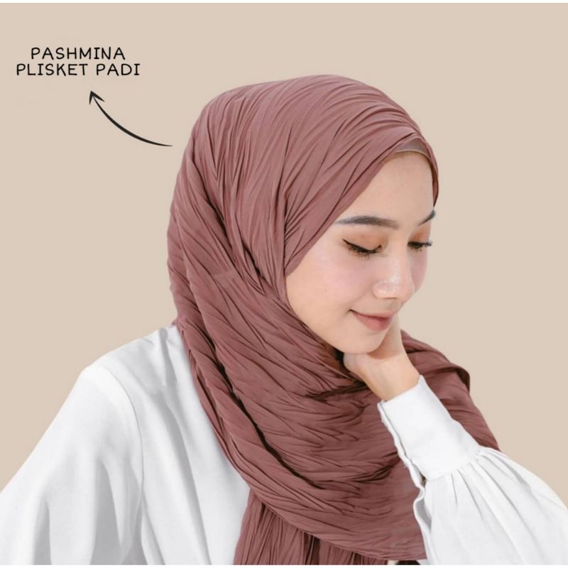 Pashmina Full Plisket Zafron Padi / Pashmina Pleats Zafron