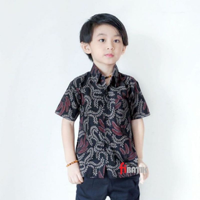 Kemeja Batik Anak Laki-laki Lengan Pendnek Kerah Sanghai / Baju Batik Anak Cowok